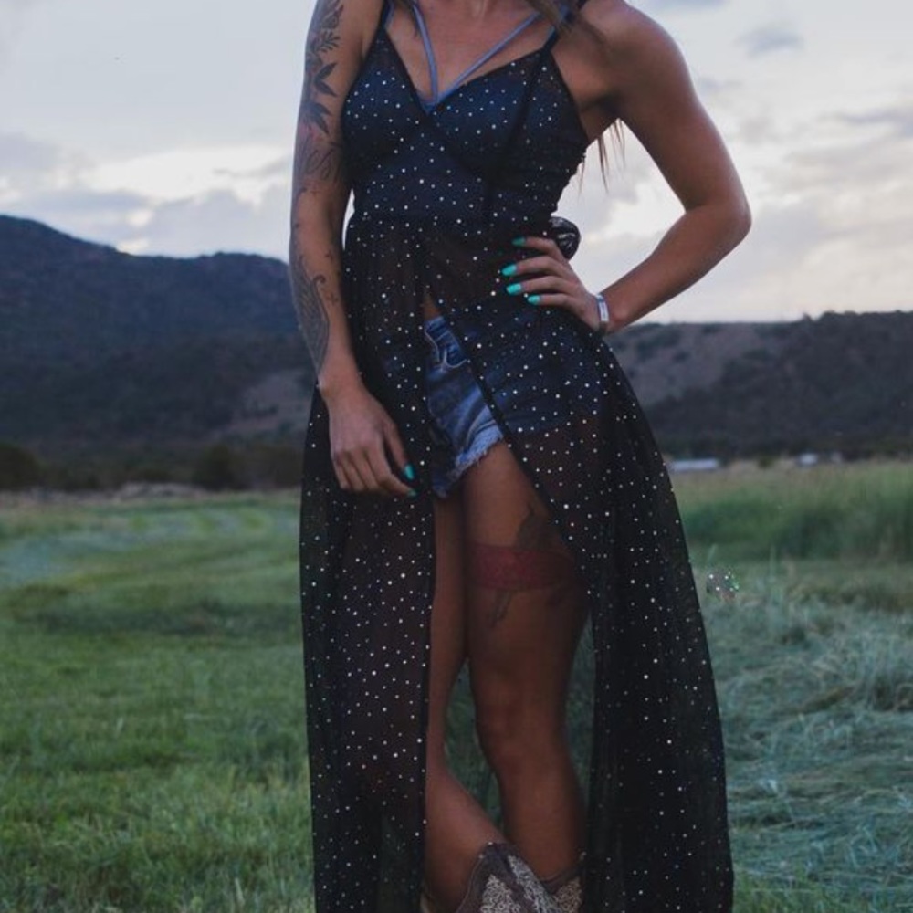 Show stopper heat stone duster dress